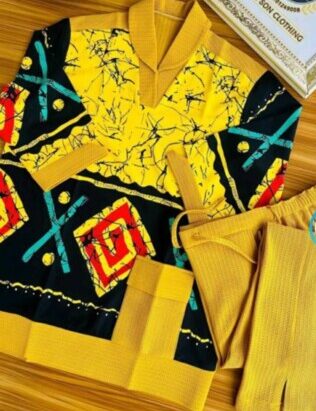 Vintage Unisex Print Fabric – Casual, Two-Piece & Summer .mixed